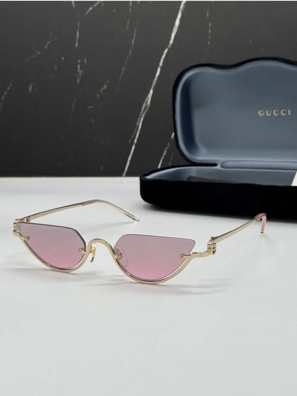 New Gucci GG1603S 003 Cat Eye Pink Gold Women Sunglasses